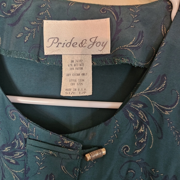 Vintage Pride & Joy Teal Paisley Kimono Blouse Tunic Size 12P Button Up Layering - Picture 2 of 12